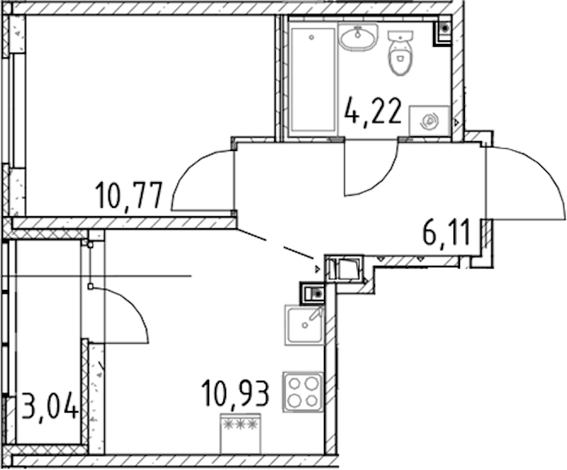 1-комнатная квартира 32.03 м², 16/17 эт., ЖК «Город Первых»
